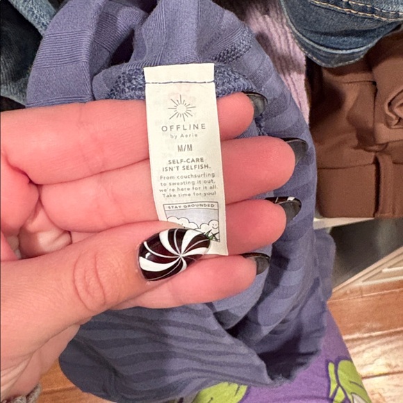 Offline by Aerie Ribbed High Rise Flare Pants – Blue – Size Medium - Picture 8 of 9